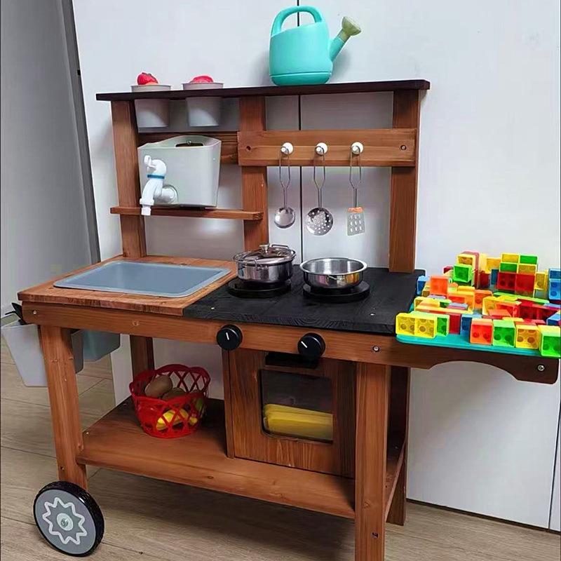 

Детский уличный деревянный игровой набор для кухни с водой для ролевых игр и взаимодействия родителей и детей