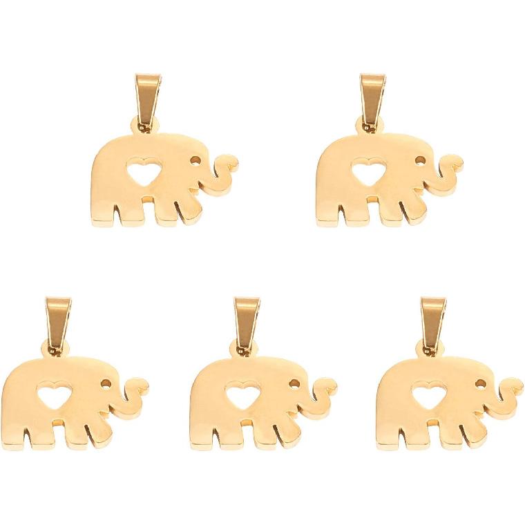 DanLingJewelry 10 sztuk Stal Nierdzewna 304 Zawieszki Słoń z Sercem Zawieszki do Tworzenia Biżuterii Akcesorium Rękodzielnicze 13x16mm