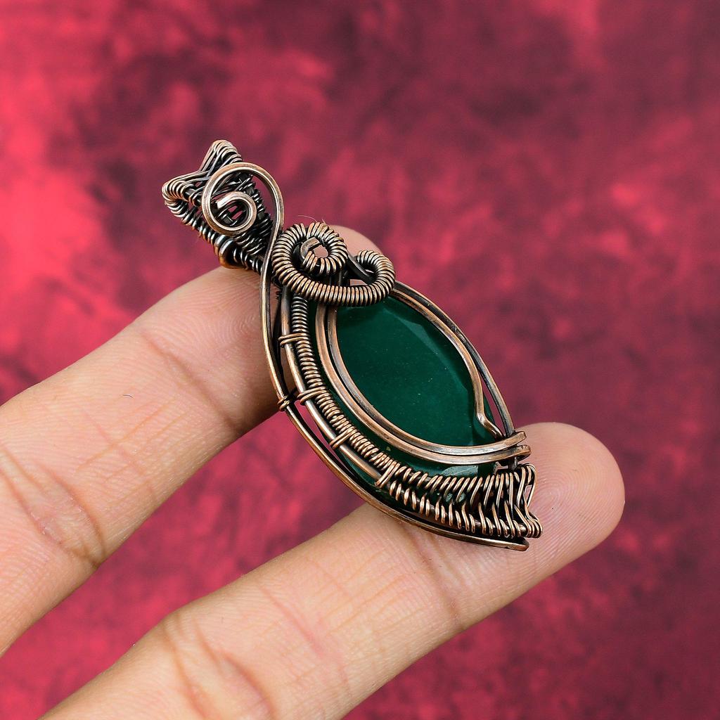 Faceted Zambian Emerald Pendant Copper Wire Wrapped Pendant Handmade Gemstone Pendant Copper Wire Wrap Jewelry Gifts For Her Amazing Pendant