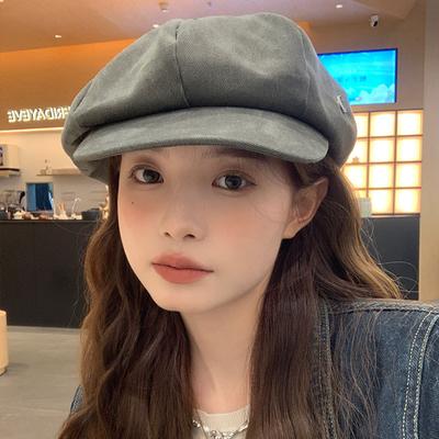 Octagonal Hat with Square and Round Face  Large Head Circumference Simple Beret for Women  Autumn and Winter Face Showing Little Painter's Cloud Hat
