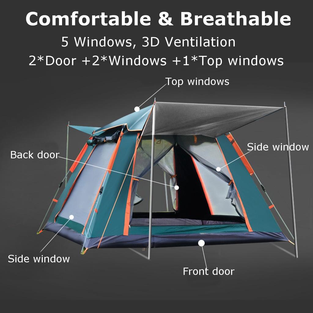 6-7 People Foldable Quick Setup Family Tent Large Tent Folding Tents Two Layer Backpack Tents Sunshade Outdoor Camping Tent