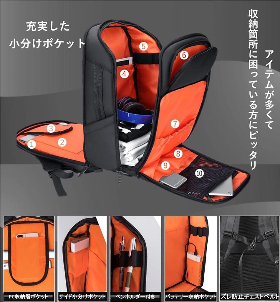 [ABIBA] Męski plecak biznesowy, kwadratowy o dużej pojemności, na podróże, na PC, do szkoły, do dojazdów do pracy, na podróże służbowe, port ładowania USB, czarny, zapobiega