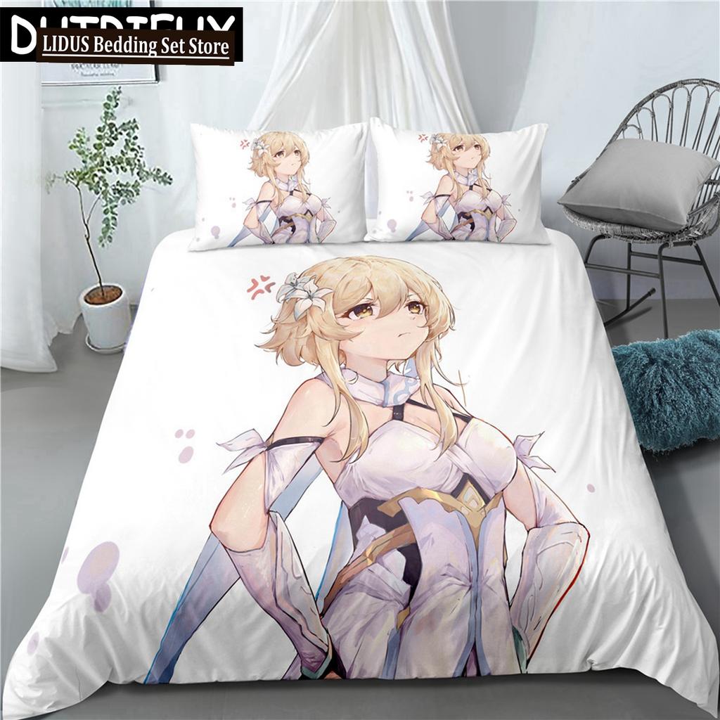 Anime Genshin Impact 3D Printed Bedding Set King Duvet Cover Pillow Case Comforter Cover Bedclothes Duvet Covers 200x200