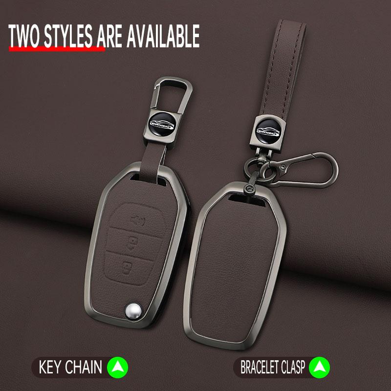 Interior Mouldings Zinc Alloy Leather Car Key Case Cover For SAIC MAXUS T60 Keychain Remote Auto Protection Guard Shell Fob Hold