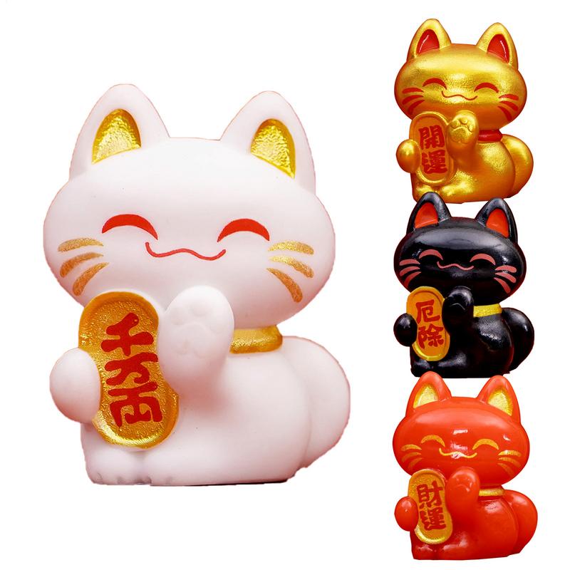 Maneki Neko Statue Cute Lucky Cat Figures Fortune Decor Animal Cat Characters Collectible Figurine For Cake Toppers Plant