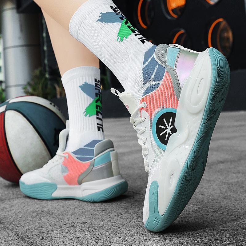 Breathable real combat basketball shoes men 2024 new low-help cushioned wear-resistant professional sports shoes with sound