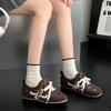 Spot niche round head ugly cute retro German training shoes women's 2025 new flat bottom inner height increase casual Forrest Gump board shoes