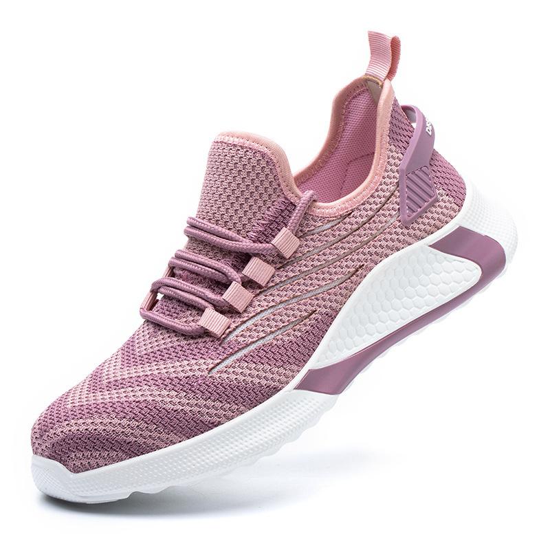 

Верх из ткани Flyknit, ударопрочные и устойчивые к проколам низкие туфли для страховки труда, легкие и дышащие, обувь для безопасности труда 35 розовый