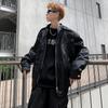 Men's High-End Short Leather Motorcycle Jacket - Trendy Spring/Autumn Street Style with Stand-up Collar
