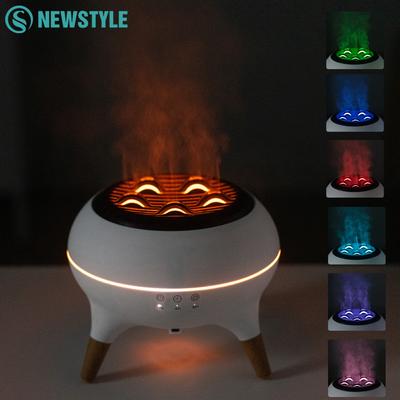 Flame Humidifier with Colour Night Lights Ultrasonic Essential Aroma Oil Diffuser 350ml Timer Remote for Bedroom Festival Gifts