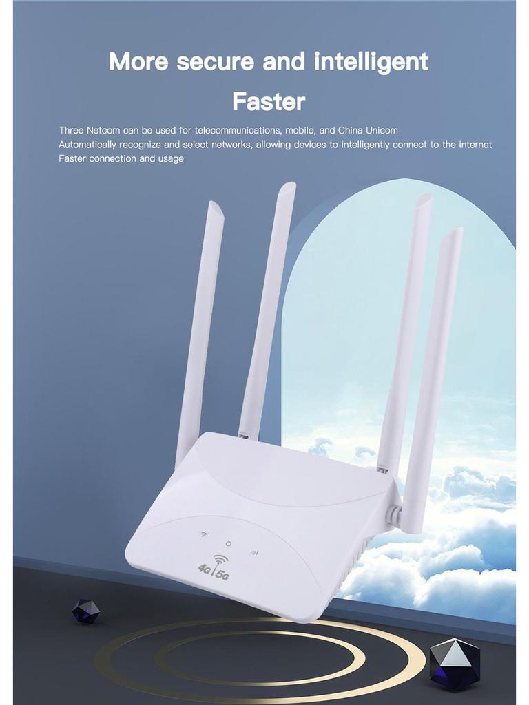 4G LTE Wireless WiFi Home & Office Router with SIM Card Slot