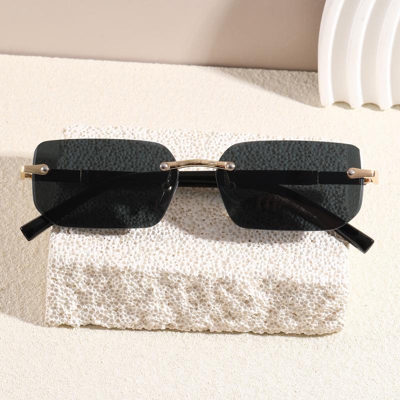 Trendy Rimless Sunglasses for Male Latest Female Stylish Frameless Rectangle Sun Eyeglasses Vintage Shades Traveling Eyewear UV400