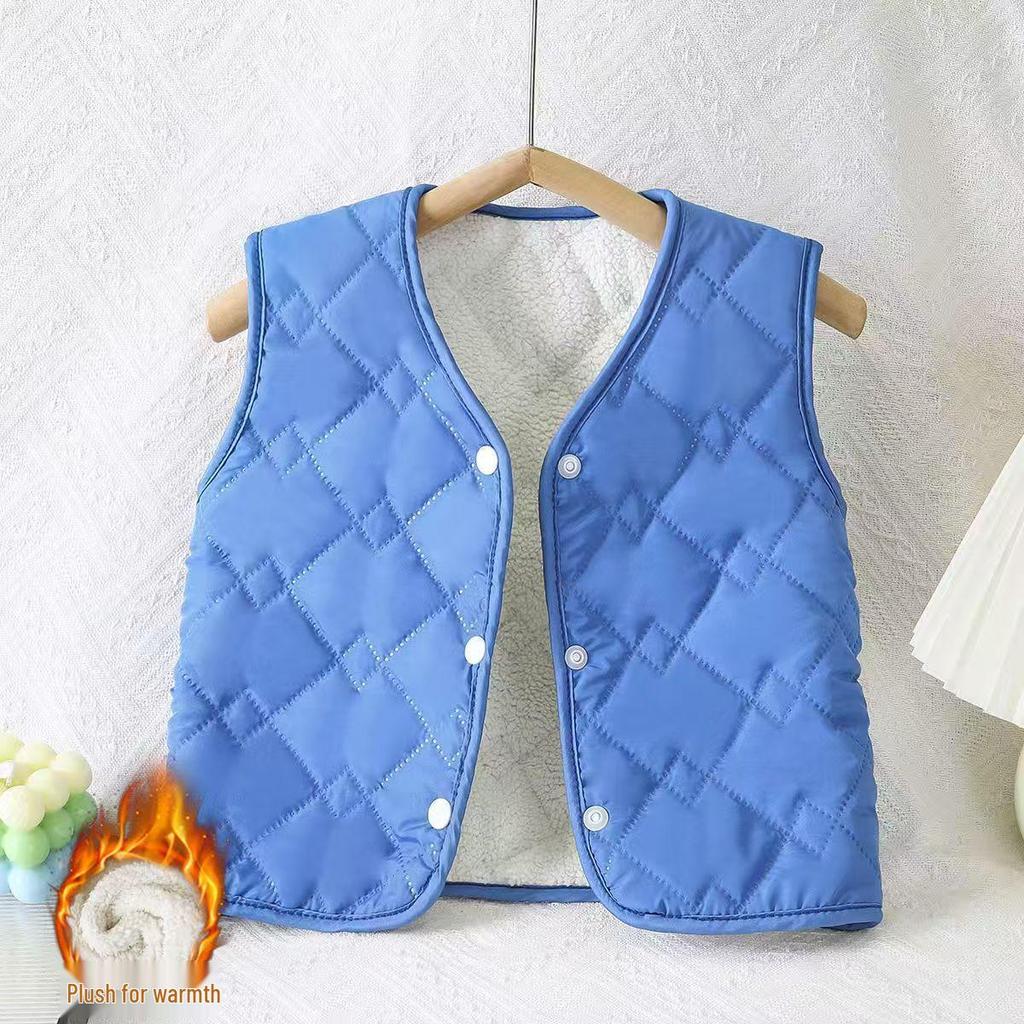 Children's Winter Velvet-Lined Vest: School Uniform Essential