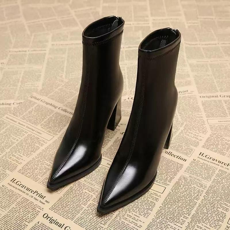 French High-end Pointed-toe Women's Ankle Boots 2026 Autumn/winter New Style Fashionable and Versatile High-heeled Fashion Boots
