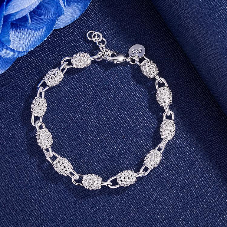 925 Silver Beads Bracelets for Women Men Adjustable Simple Design Elegant Metal Bangle Trendy Party Jewelry Gifts