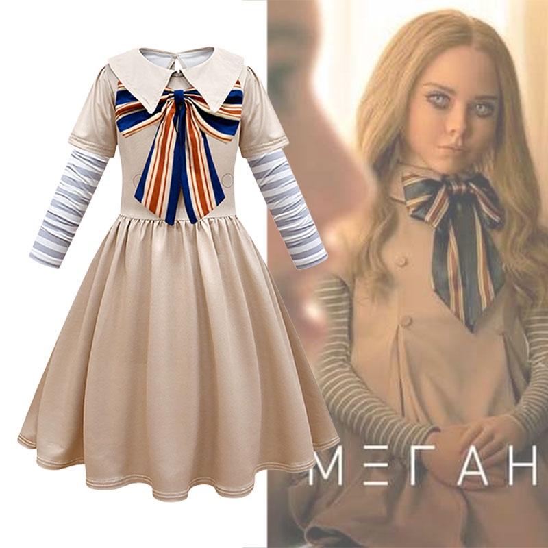 Girls' M3gan Cosplay Dress Polyester Fabric Available In Various Sizes For Ages 4-12