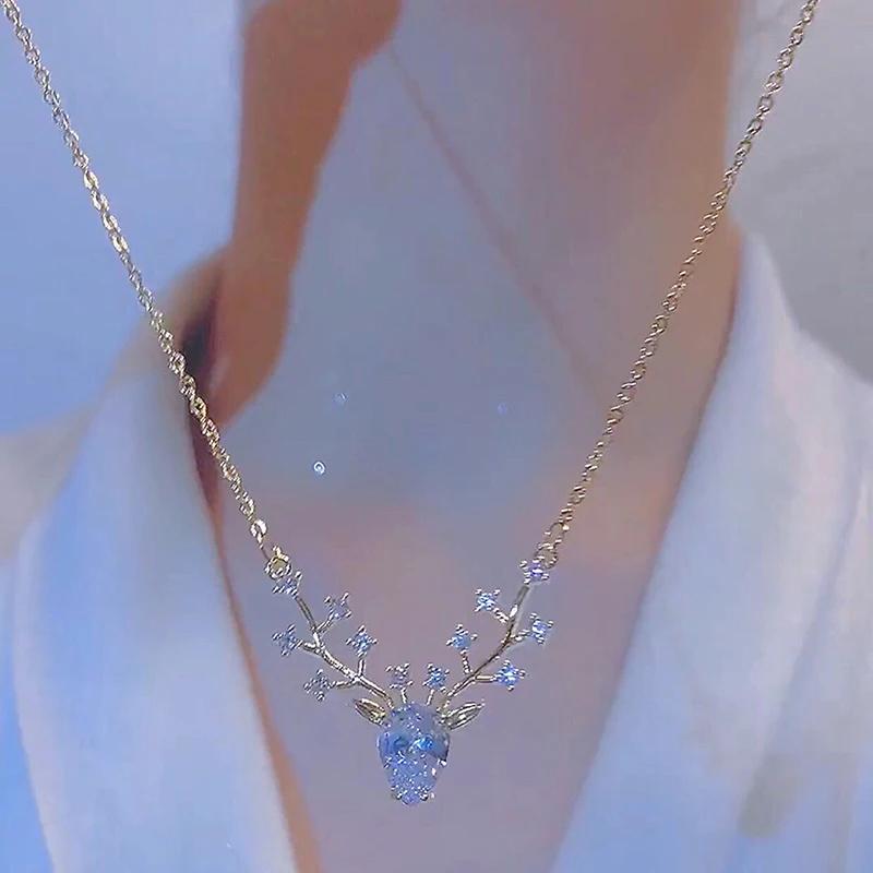 Fashion Jewelry One Deer Has You Little Elk Necklace for Women High-end Temperament Wild Collarbone Chain Pendant Birthday Gift
