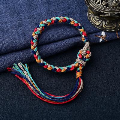 Tibetan Hand Rope Handwoven Transfer Hand Rope Bracelet Thangka God of Wealth Green Tara Zakiram Bracelet Jewelry