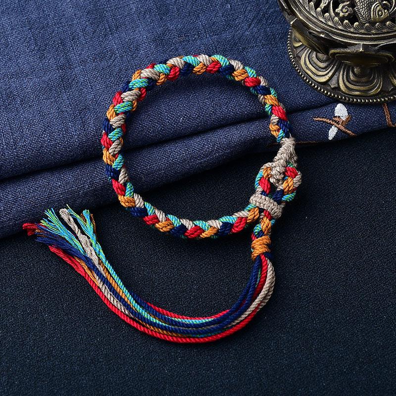 Tibetan Hand Rope Handwoven Transfer Hand Rope Bracelet Thangka God of Wealth Green Tara Zakiram Bracelet Jewelry