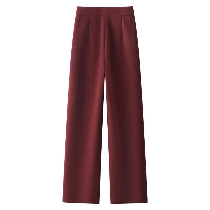 Ancola Red Women's High-Waisted Wool Wide-Leg Pants - 2024 Autumn/Winter Collection