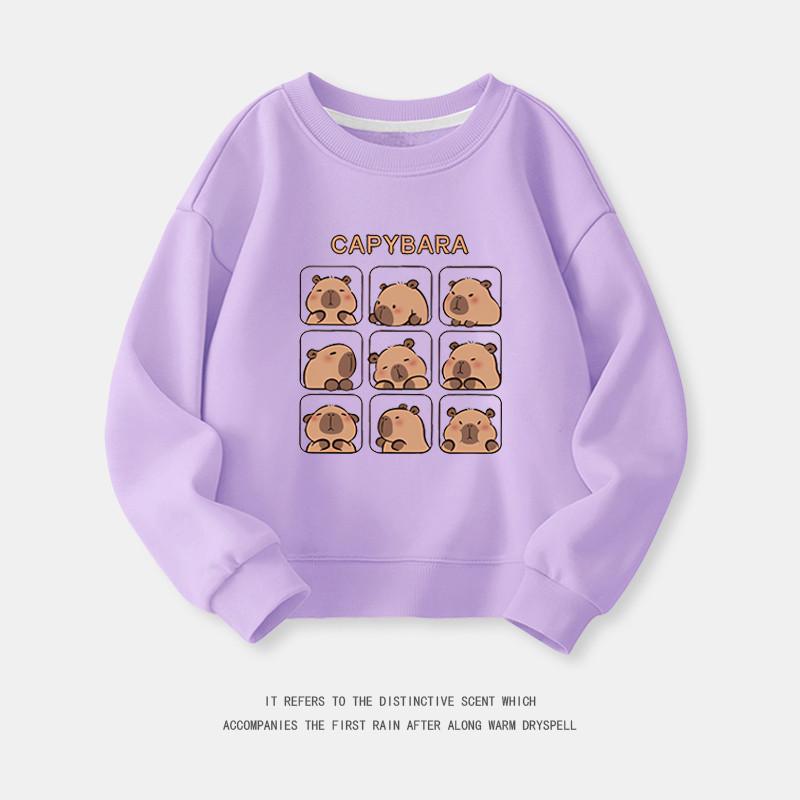 Cartoon Capybara Round Neck Sweatshirt for Boys and Girls - Spring/Autumn Long-Sleeve Shirt
