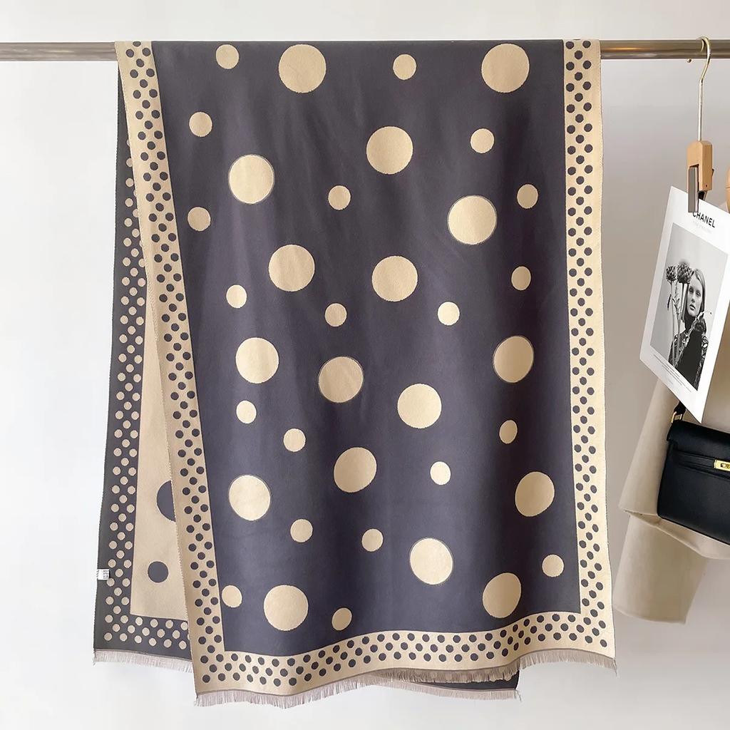 Women Luxury Winter Thick Warm Scarf Women Cashmere Shawl Dot Wraps Pashmina Neckerchief Bufanda Female Long Tessel Echarpe