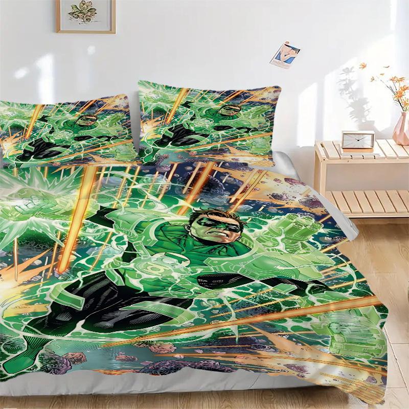 

3pcs Green Lantern Ring Cover Set,Soft Comfortable Duvet Cover,Guest Room (1*Duvet Cover + 2*Pillowcases, Without Core) yy251024068 135x200cm