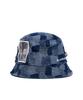 BLACKBLOND Vividi Defereration Patchwork Denim Bucket Hat (Blue)