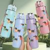 1PC Dachshund Dog Seamless Pattern 750ml Color Plastic Sports Water Bottle Leakproof Flip Straw Lid Suitable for Sports Office Home Use