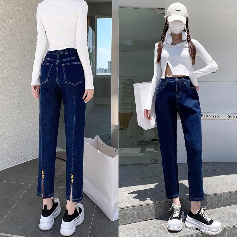 Dimanaf 2025 Spring Women Blue Jeans Pants Female Elastic Basic High Waist Trousers Long Pants