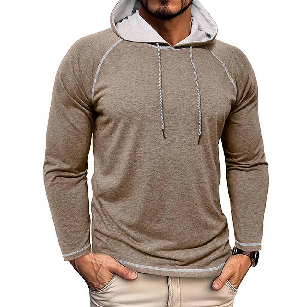 Men's Hooded Pullover Long Sleeved T-shirt Sports Top