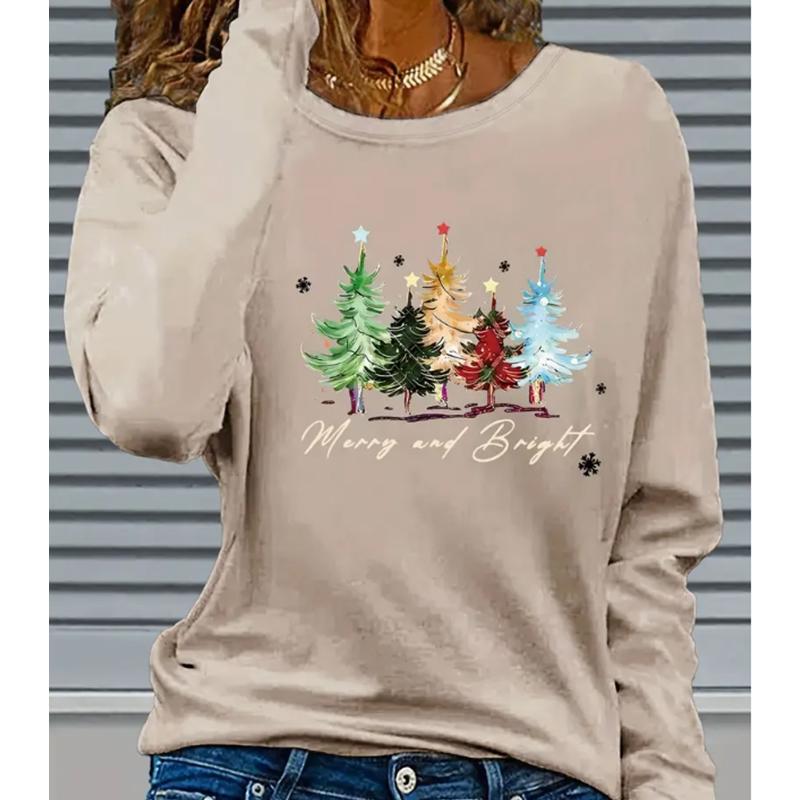 2025 Autumn & Winter Women's New Casual Crew Neck Long Sleeve Top 3D Christmas Pattern