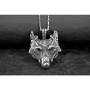 Náhrdelník Viking Ice Field Wolf Head Náhrdelník Nordic Metal Green Eye Muži s vlčí hlavou Hezký runový přívěsek