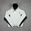 Unisex American Patchwork Batwing Sleeve Embroidered Fleece Hoodie and Casual Pants Set