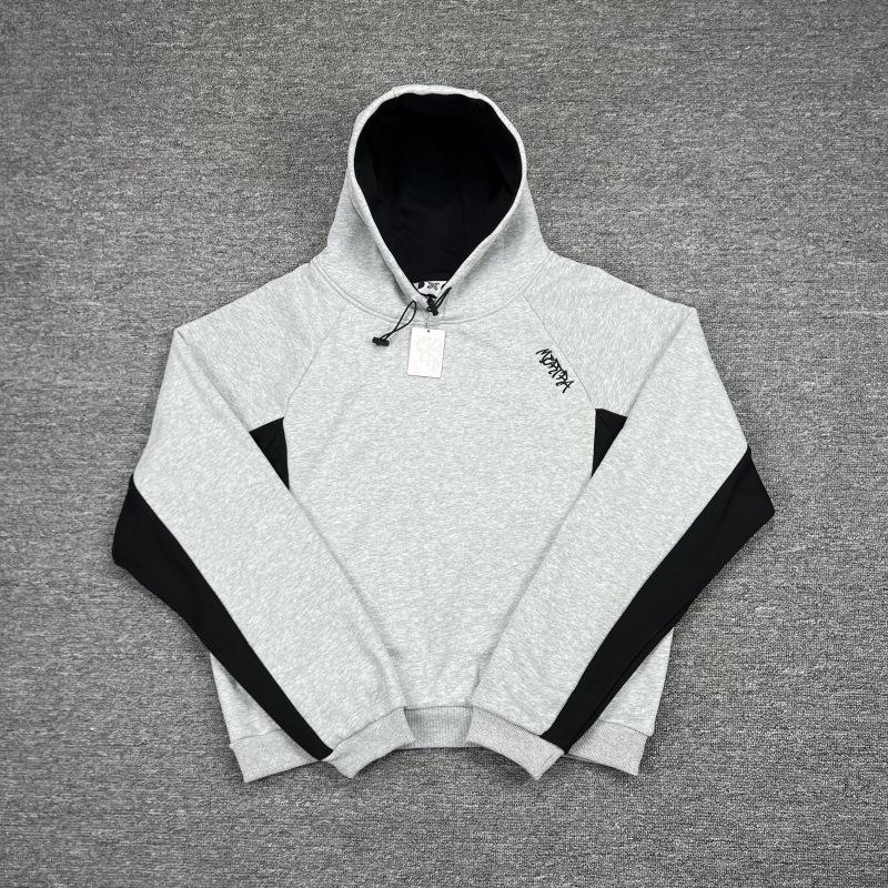 Mertra Unisex Patchwork Fleece-gefütterter Fledermausärmel Hoodie Medium