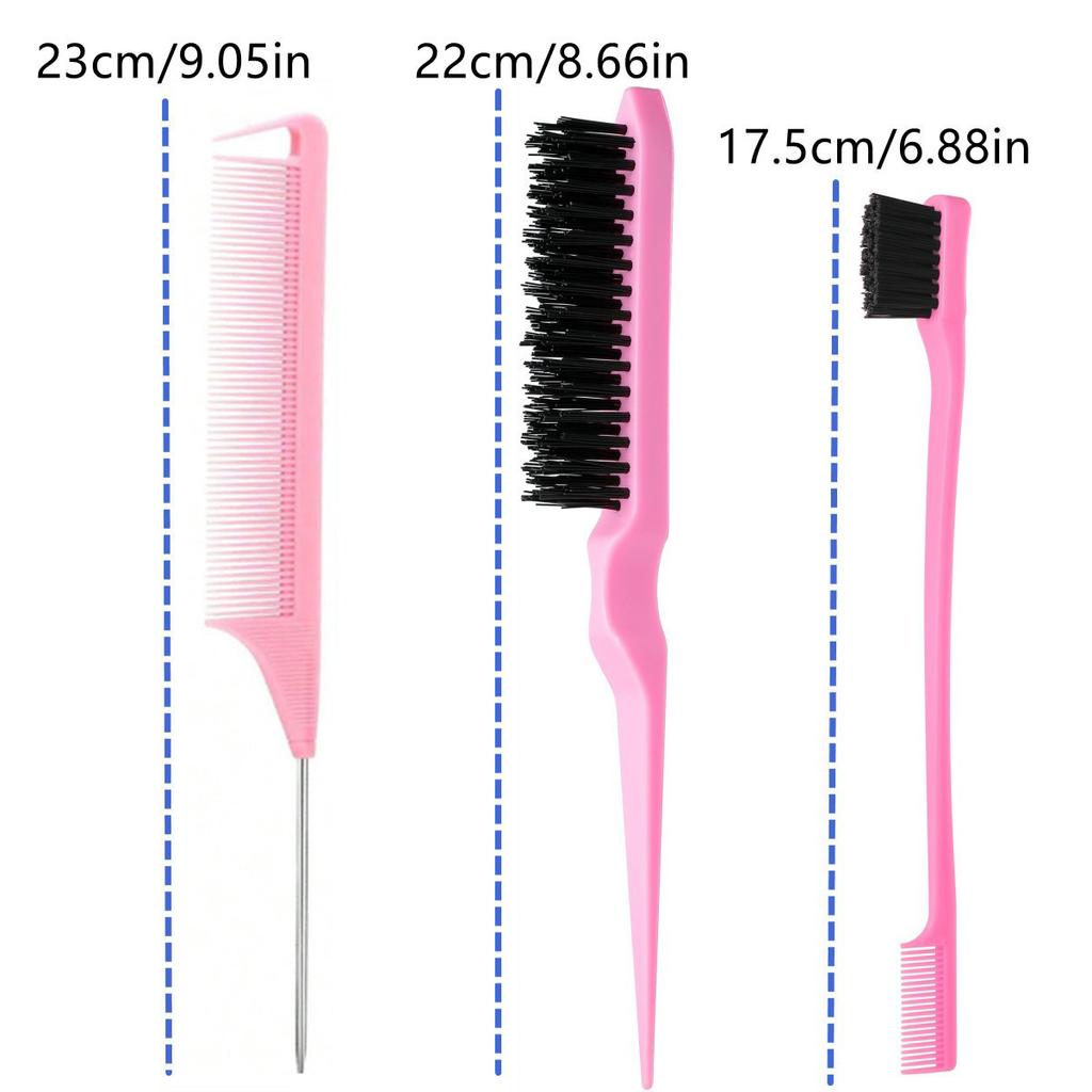 3-Piece Hair Styling Comb Set with Triple Tear Hair Brush, Mouse Tail Comb Edge Brush, Salon Hair Styling Tool, Hair Tail Tool