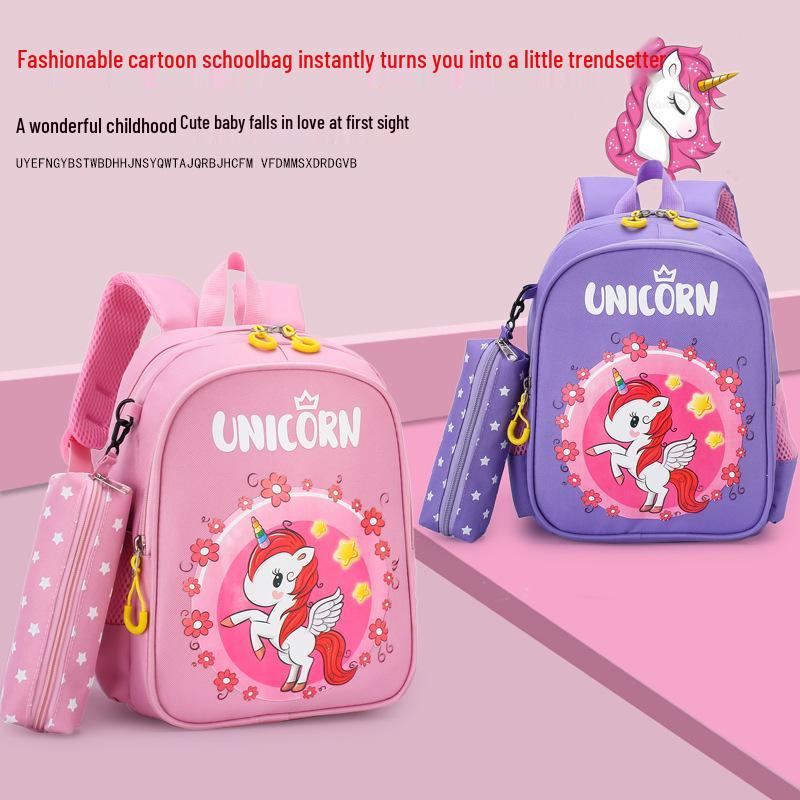 Kids' Cartoon Print Lightweight Backpack with Spine Protection - Ideal for Kindergarten To Elementary School