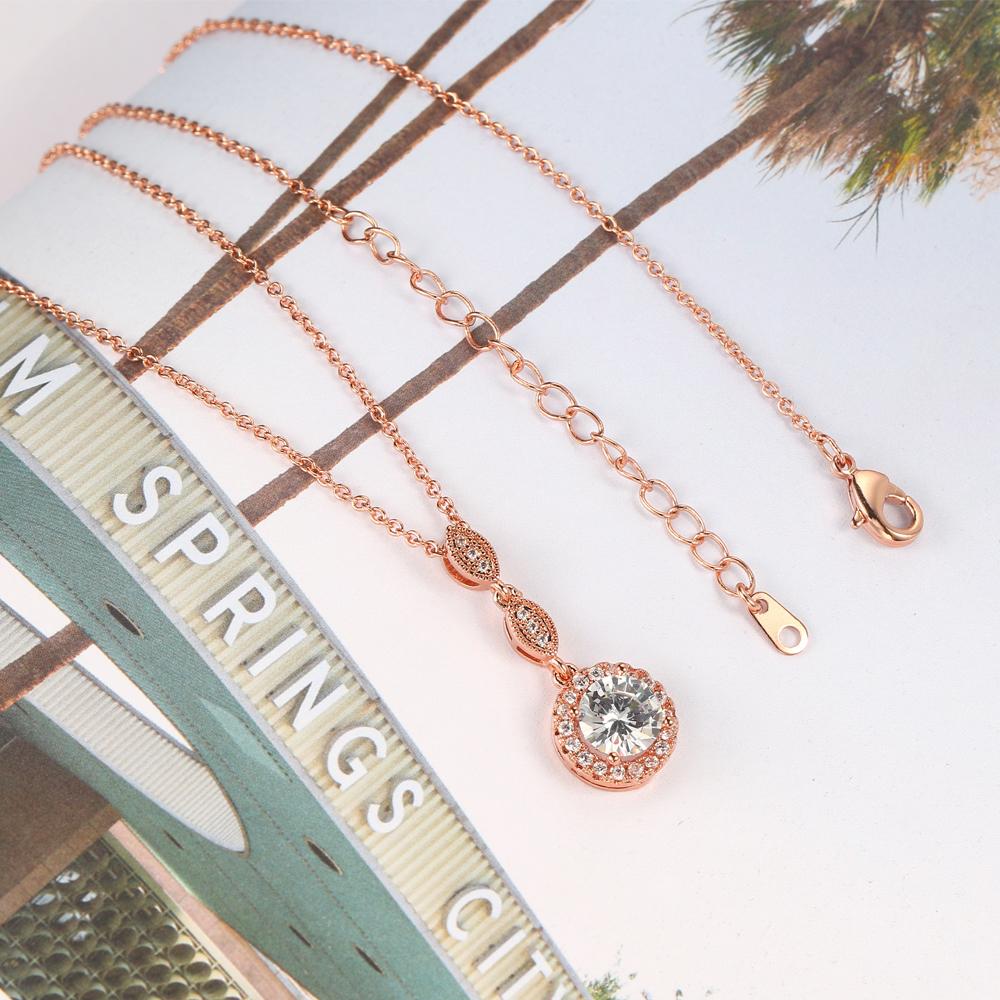 ZHOUYANG Fashion Crystal Pendant Neck Chain For Women Cubic Zirconia Rose Gold Color Necklace Jewelry Top Quality Gifts N428