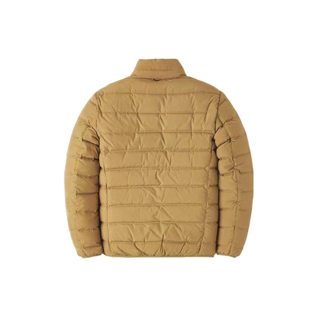 Timberland Zipper Solid Color Stand Collar Loose Down Jacket Men Outerwear Wheat A1NDQ-P47
