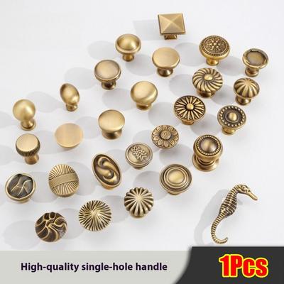 1Pcs New Single Hole Antique Drawer Knob Vintage Multi-size Cabinet Handle Round Luxury Door Handle Pulls Furniture Accessory