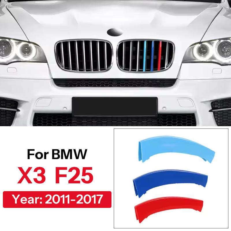 For BMW X1 X2 X3 X4 X5 X6 X7 E84 F48 F49 F39 E83 F25 G01 F26 G02 E70 F15 E53 G05 E71 E72 F16 G06 G07 3Pcs Car Grille Trim Strip