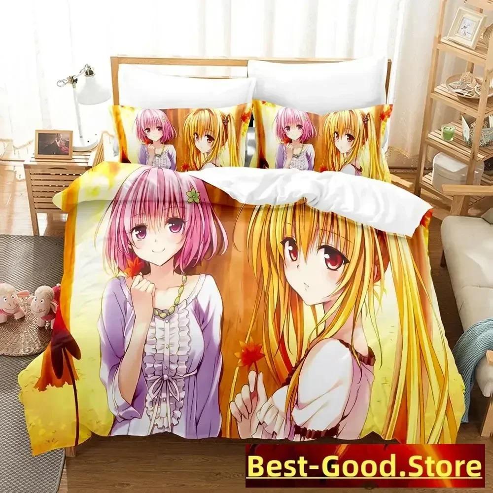 New To Love Ru Bedding Set Duvet Cover Sheet Printed Bed Set Pillowcase Bed Full Queen King Size Comforter Bedroom