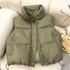Women S Winter Cotton Vest Stand Collar Loose Short Sleeveless Vest
