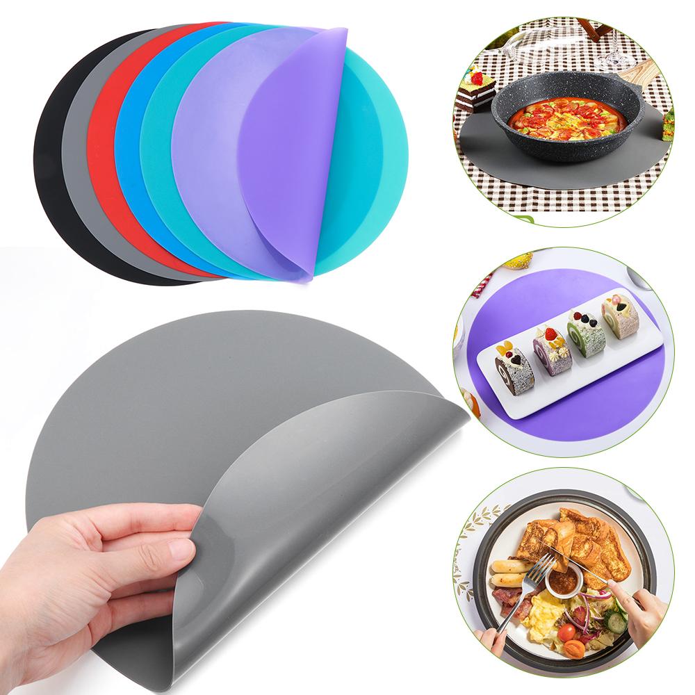 Soft Silicone Non-Stick Round Microwave Mat Heat Resistant Baking Pad Table Mate Pastry Tray Cooking Tool Home Kitchen Accessori