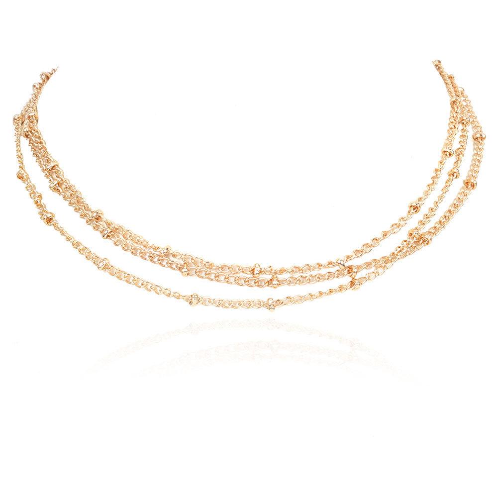 

Korean version of temperament simple style design gold collarbone chain multi-layer necklace, fashion accessories золотий