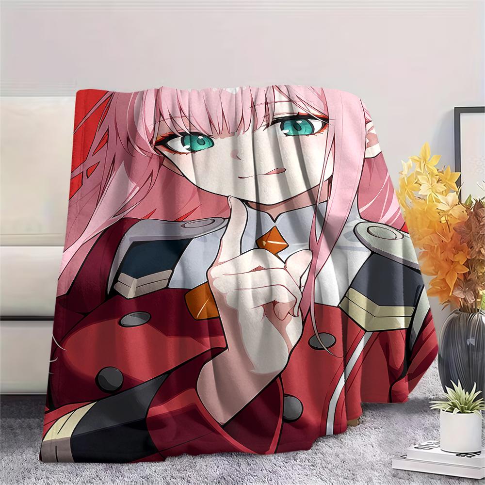 1PC DARLING In the FRANXX Zero Two Print Flannel Blanket, High Quality All Seasons, Home Decor, Warmth and Comfort, Perfect for Christmas Gifts