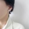 Bow Moonstone Stud Earrings Light Luxury Cold Wind Star Light Love Zircon Fringed Earrings Temperament Celebrity Show Face Thin