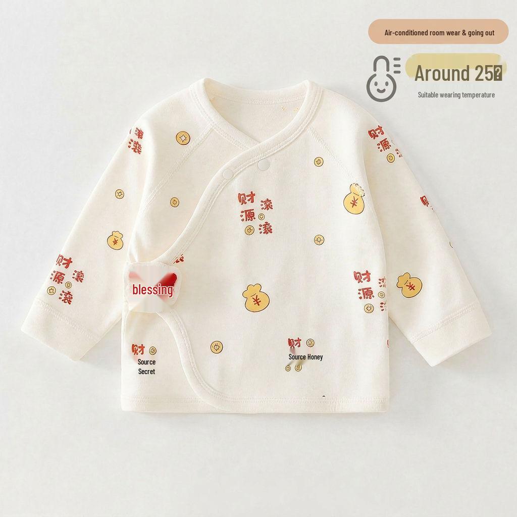 Newborn Half-Back Cotton Top - 0-3 Months, Spring/Autumn Baby Confinement Wear