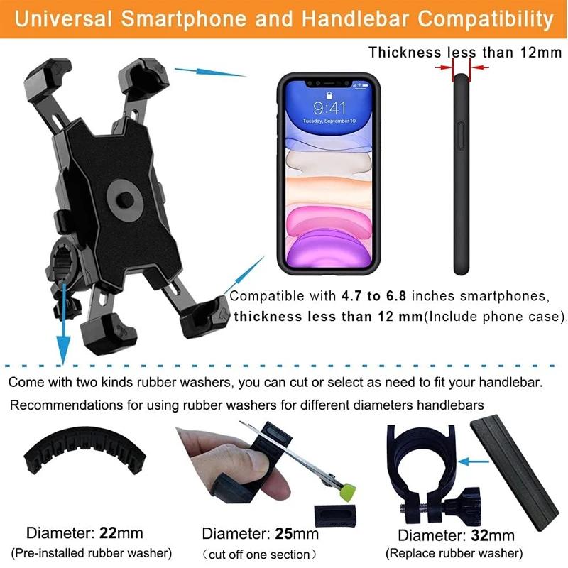 360° Rotatable Electric Bicycle Phone Holder for For Iphone Xiaomi Riding MTB Bike Moto Motorcycle Stand Bracket Non-slip Cycling 3