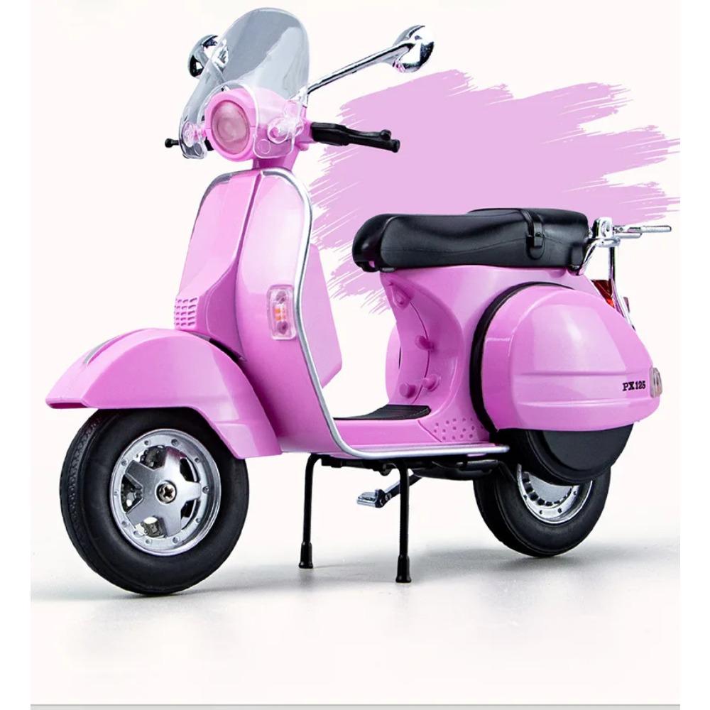 1/10 Vespa 125 Alloy Leisure Motorcycle Model Diecasts Metal Classic Motorcycle Model Simulation Sound and Light Childrens Gifts